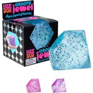 Nee Doh Blue Groovy Jewel – Glitter Stress Fidget Toy | Super Sparkly Squish